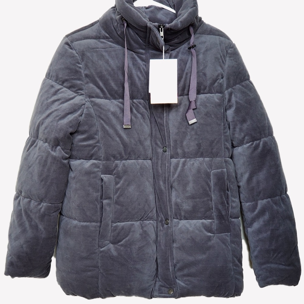 Isaac Mizrahi Velvet Puffer Jacket - Gray - M